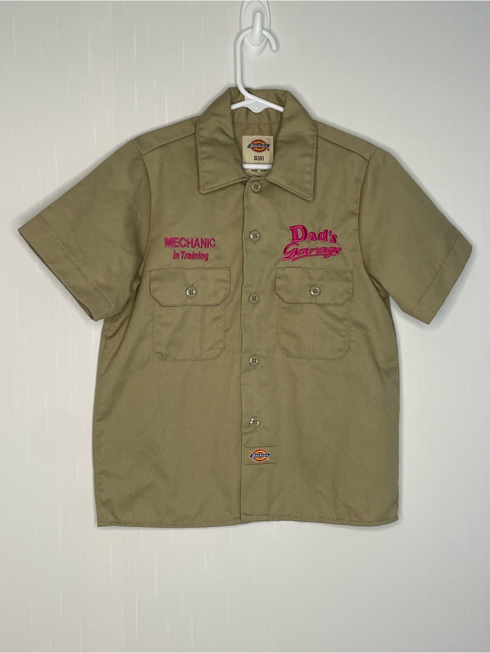 Dickies Custom Mechanic In Training Dad's Garage Embroidered Shirt S 8 ✔️FLAW